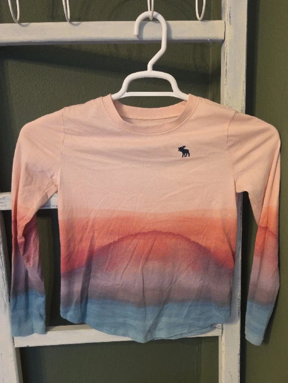 Abercrombie kids peach, coral and blue ombre long sleeve tee
